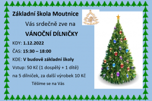 Pozvání na vánoční dílničky do ZŠ Moutnice