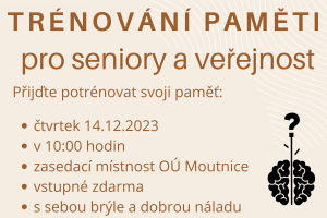 Trénování paměti - 14.12.2023 zasedací místnost OÚ Moutnice