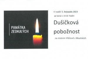 Informace z místní farnosti - dušičková pobožnost