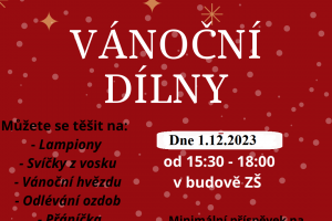 Pozvánka na vánoční dílničky v ZŠ Moutnice - pátek 1.12.2023