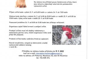 Pozvánka na místní výstavu králíků, holubů a drůbeže