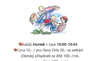 Cvičení dětí s maminkami v místní orlovně