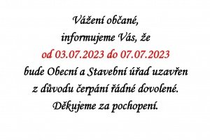 Dovolená - Stavební úřad Sokolnice