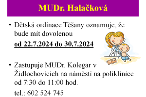 MUDr. Halačková - dovolená