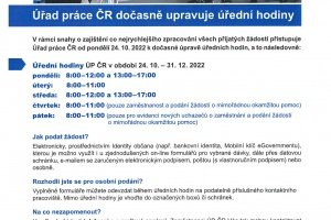 Úřad práce - dočasně upravená pracovní doba